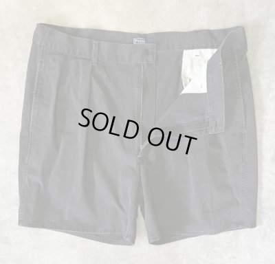 画像3: 90'S RALPH LAUREN "ボックスロゴ" ツープリーツ チノショーツ ブラック USA製 (VINTAGE)