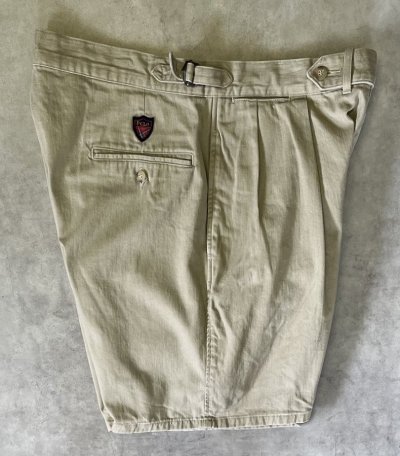 画像4: 90'S RALPH LAUREN "クレストロゴ" ツープリーツ チノショーツ ベージュ USA製 (VINTAGE)