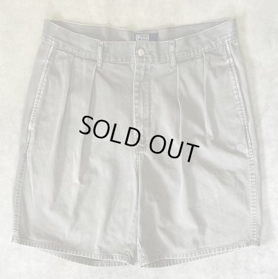 画像1: 90'S RALPH LAUREN "ボックスロゴ" ツープリーツ チノショーツ カーキ USA製 (VINTAGE)