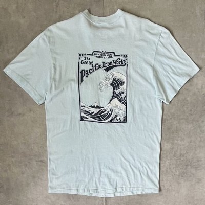 画像1: 70'S THE GREAT PACIFIC IRON WORKS シングルステッチ 半袖 ポケット付き Tシャツ サックスブルー USA製 (VINTAGE)