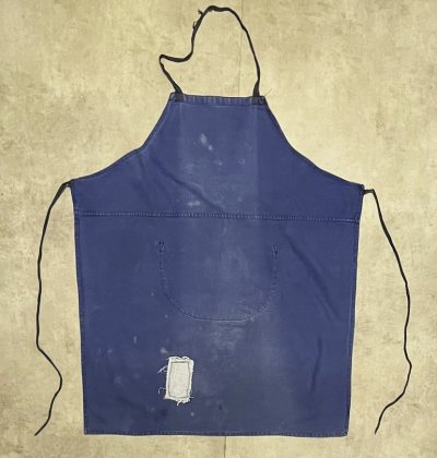 画像3: ユーロヴィンテージ コットンツイル ポケット付き エプロン ブルー (VINTAGE)