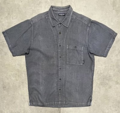 画像1: 90'S PATAGONIA ヘンプ 半袖 シャツ チャコール (VINTAGE)