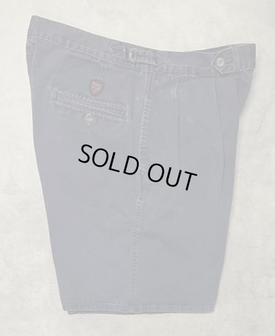 画像4: 90'S RALPH LAUREN "クレストロゴ" ツープリーツ チノショーツ ネイビー USA製 (VINTAGE)