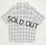 90'S RALPH LAUREN "CLAYTON" リネン ロゴ無し 半袖 オープンカラーシャツ ブラック/ホワイト (VINTAGE)