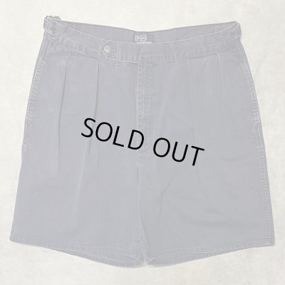 画像1: 90'S RALPH LAUREN "クレストロゴ" ツープリーツ チノショーツ ネイビー USA製 (VINTAGE)