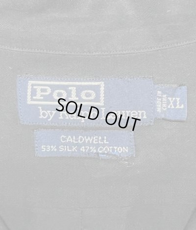 画像2: 90'S RALPH LAUREN "CALDWELL" シルク/コットン ロゴ無し 半袖 オープンカラーシャツ ブラック (VINTAGE)