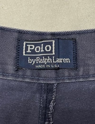 画像2: 90'S RALPH LAUREN "クレストロゴ" ツープリーツ チノショーツ ネイビー USA製 (VINTAGE)