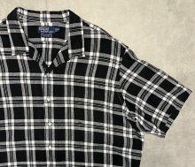 他の写真2: 90'S RALPH LAUREN "CLAYTON" リネン ロゴ無し 半袖 オープンカラーシャツ ブラック/ホワイト (VINTAGE)