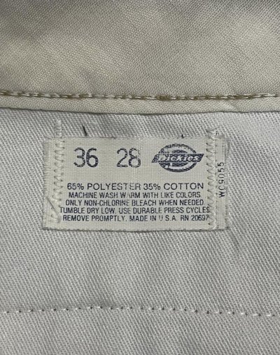画像4: 80'S DICKIES 874 チビタグ ワークパンツ ベージュ W36L28 USA製 (VINTAGE)