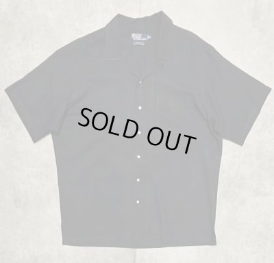 画像1: 90'S RALPH LAUREN "CALDWELL" シルク/コットン ロゴ無し 半袖 オープンカラーシャツ ブラック (VINTAGE)