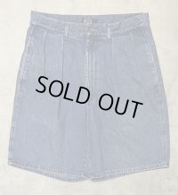 90'S RALPH LAUREN "ボックスロゴ" ツープリーツ デニムショーツ インディゴ USA製 (VINTAGE)