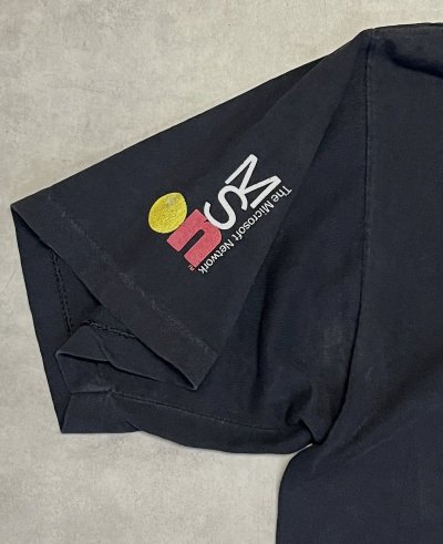 画像4: 90'S MSN (THE MICROSOFT NETWORK) シングルステッチ 両面＋袖プリント 半袖 Tシャツ ブラック USA製 (VINTAGE)