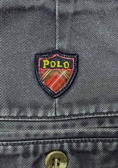 画像7: 90'S RALPH LAUREN "クレストロゴ" ツープリーツ チノショーツ ネイビー USA製 (VINTAGE)