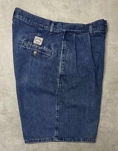 画像4: 90'S RALPH LAUREN "ボックスロゴ" ツープリーツ デニムショーツ インディゴ USA製 (VINTAGE)