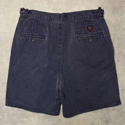 画像6: 90'S RALPH LAUREN "クレストロゴ" ツープリーツ チノショーツ ネイビー USA製 (VINTAGE)