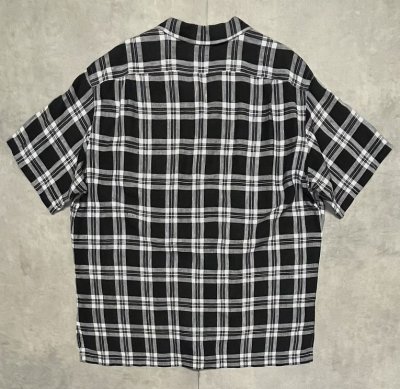 画像3: 90'S RALPH LAUREN "CLAYTON" リネン ロゴ無し 半袖 オープンカラーシャツ ブラック/ホワイト (VINTAGE)