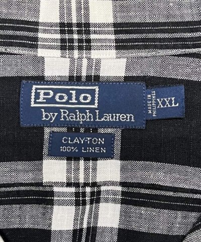 画像2: 90'S RALPH LAUREN "CLAYTON" リネン ロゴ無し 半袖 オープンカラーシャツ ブラック/ホワイト (VINTAGE)