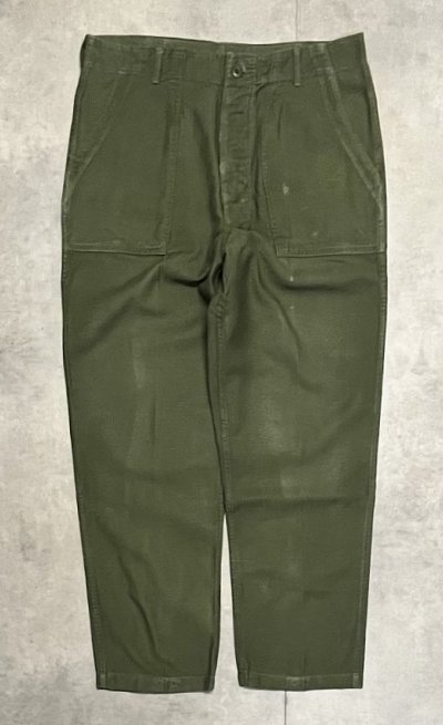 画像1: 60'S アメリカ軍 US ARMY "OG107" コットンサテン ベイカーパンツ ミリタリーグリーン (VINTAGE)
