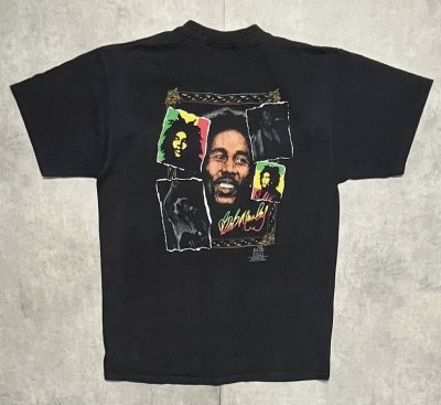 画像1: 90'S BOB MARLEY 両面プリント シングルステッチ 半袖 Tシャツ ブラック USA製 (VINTAGE)