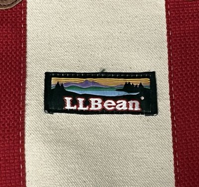 画像3: 80'S LL Bean 単色タグ レザーハンドル キャンバス トートバッグ レッド/オフホワイト USA製 (VINTAGE)