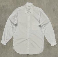 60'S PILGRIM "FORMEASE COLLAR" マチ付き 長袖 ポプリンシャツ ホワイト USA製 (DEADSTOCK)
