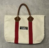 80'S LL Bean 単色タグ レザーハンドル キャンバス トートバッグ レッド/オフホワイト USA製 (VINTAGE)