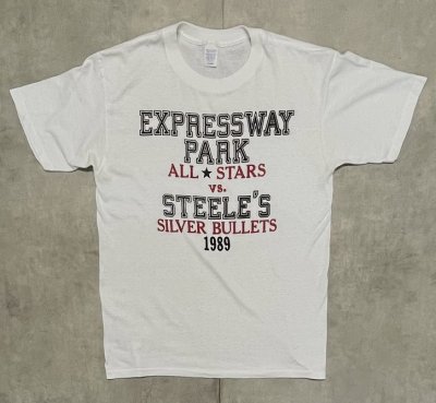 画像1: 80'S EXPRESSWAY PARK ALL STARS VS STEELE'S SILVER BULLETS シングルステッチ 半袖 Tシャツ ホワイト USA製 (VINTAGE)