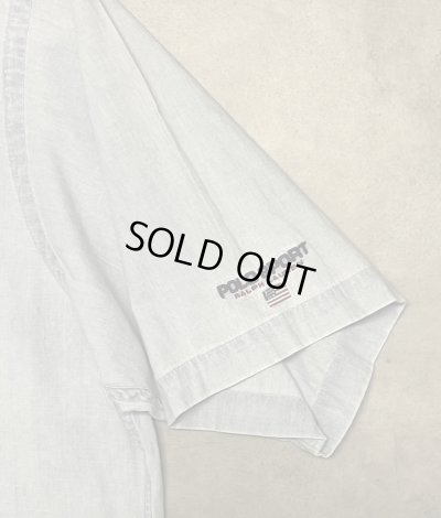画像4: 90'S RALPH LAUREN POLO SPORT チンスト付き ハーフジップ 半袖 シャンブレーシャツ ブルー (VINTAGE)