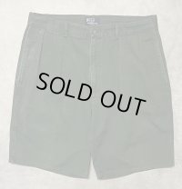 90'S RALPH LAUREN "ボックスロゴ" ツープリーツ チノショーツ ダークグリーン TALONジップ USA製 (VINTAGE)