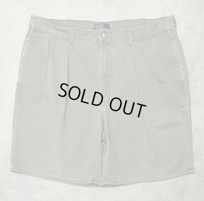 画像1: 90'S RALPH LAUREN "ボックスロゴ" ツープリーツ チノショーツ カーキ USA製 (VINTAGE)