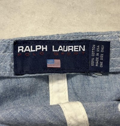 画像6: 90'S RALPH LAUREN POLO SPORT ロゴ刺繍 シャンブレー ベースボールキャップ ブルー USA製 (VINTAGE)