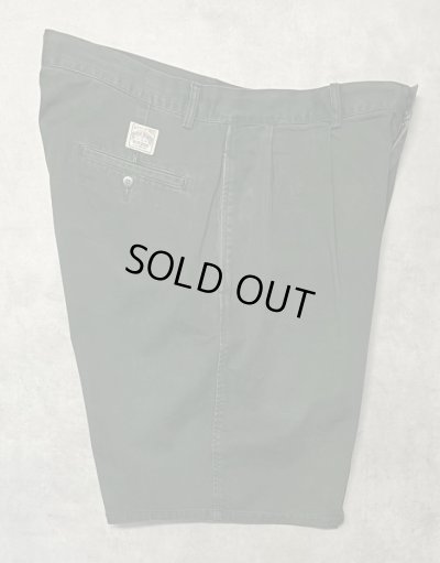 画像5: 90'S RALPH LAUREN "ボックスロゴ" ツープリーツ チノショーツ ダークグリーン TALONジップ USA製 (VINTAGE)