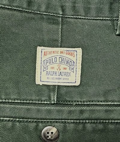 画像7: 90'S RALPH LAUREN "ボックスロゴ" ツープリーツ チノショーツ ダークグリーン TALONジップ USA製 (VINTAGE)