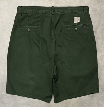 画像6: 90'S RALPH LAUREN "ボックスロゴ" ツープリーツ チノショーツ ダークグリーン TALONジップ USA製 (VINTAGE)