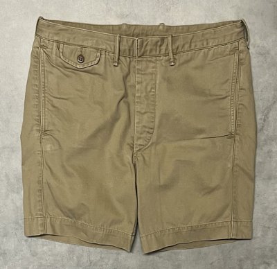 画像1: RRL ボタンフライ ミリタリーチノショーツ タン (USED)