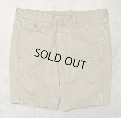 画像1: RRL ボタンフライ ミリタリーチノショーツ タン (USED)