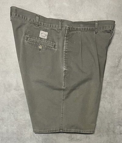 画像4: 90'S RALPH LAUREN "ボックスロゴ" ツープリーツ チノショーツ カーキ USA製 (VINTAGE)