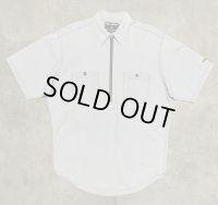90'S RALPH LAUREN POLO SPORT チンスト付き ハーフジップ 半袖 シャンブレーシャツ ブルー (VINTAGE)