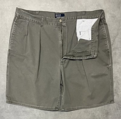 画像3: 90'S RALPH LAUREN "ボックスロゴ" ツープリーツ チノショーツ カーキ USA製 (VINTAGE)