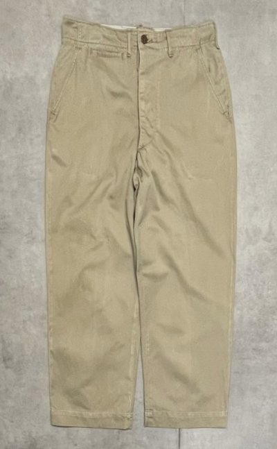 画像1: 50'S アメリカ軍 US ARMY "MIL-T-2064A" 45カーキ ボタンフライ チノパンツ ベージュ (VINTAGE)