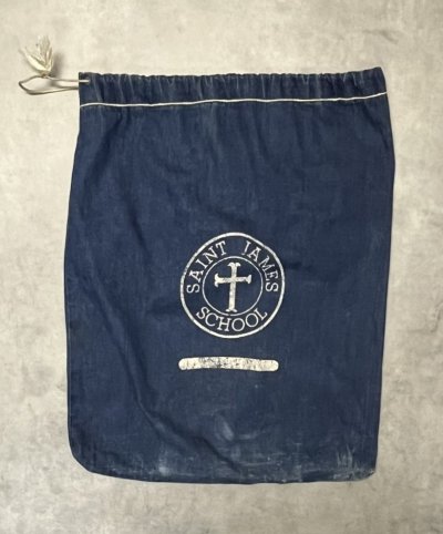 画像4: 60'S SAINT JAMES SCHOOL 耳付き デニム ジムバッグ インディゴ (VINTAGE)