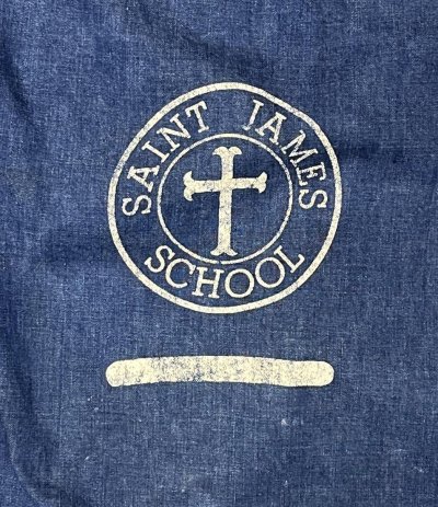 画像2: 60'S SAINT JAMES SCHOOL 耳付き デニム ジムバッグ インディゴ (VINTAGE)