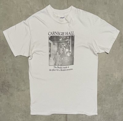 画像1: 90'S THE BEATLES "CARNEGIE HALL" シングルステッチ 両面プリント 半袖 Tシャツ ホワイト USA製 (VINTAGE)