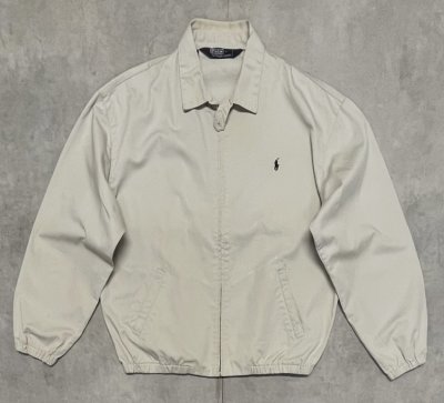 画像1: 90'S RALPH LAUREN 三角タグ チンスト付き ドリズラージャケット ベージュ (VINTAGE)
