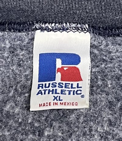 画像2: 90'S RUSSELL ATHLETIC 前Vガゼット付き クルーネック スウェットシャツ ネイビーヘザー メキシコ製 (VINTAGE)