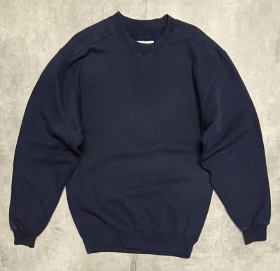 画像1: 80'S LL Bean by RUSSELL ATHLETIC 前Vガゼット スウェットシャツ ネイビー USA製 (VINTAGE)