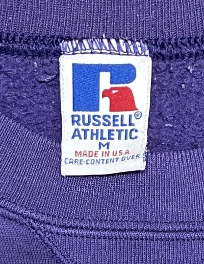 画像2: 90'S RUSSELL ATHLETIC 前Vガゼット付き クルーネック スウェットシャツ グレープ USA製 (VINTAGE)