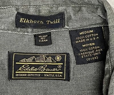 画像2: 90'S EDDIE BAUER "ELKHORN TWILL" 黒タグ ワークシャツ カーキ USA製 (VINTAGE)