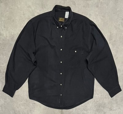 画像1: 90'S EDDIE BAUER 黒タグ シャモアクロス BDシャツ ダークネイビー (VINTAGE)