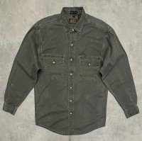 90'S EDDIE BAUER "ELKHORN TWILL" 黒タグ ワークシャツ カーキ USA製 (VINTAGE)